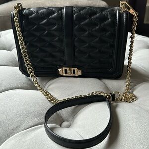 Rebecca Minkoff Love Quilted Leather Crossbody black and gold